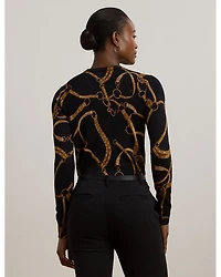 Belting Print Cotton Blend Sweater