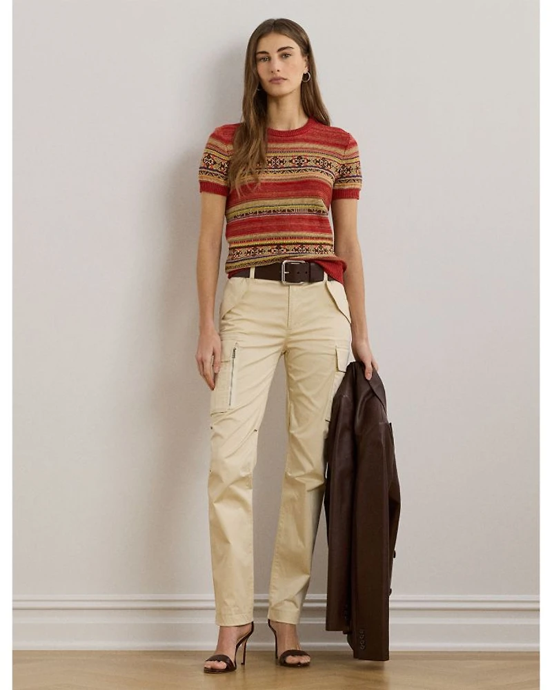 Geo Striped Short Sleeve Sweater