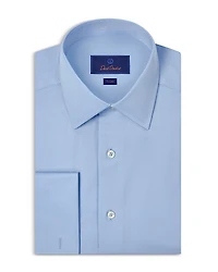 David Donahue Trim Fit Broadcloth French Cuff Dress Shirt