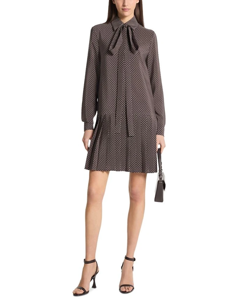 Pleated Drop Waist Bow Dress
