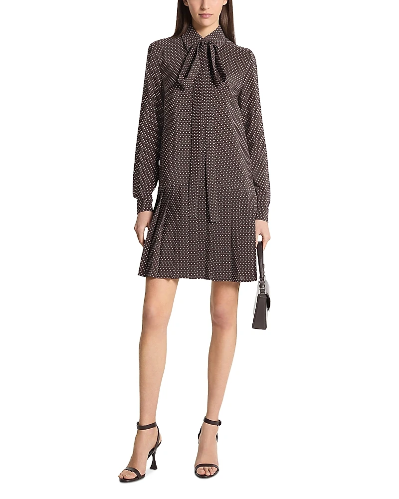 Michael Kors Collection Pleated Drop Waist Bow Dress