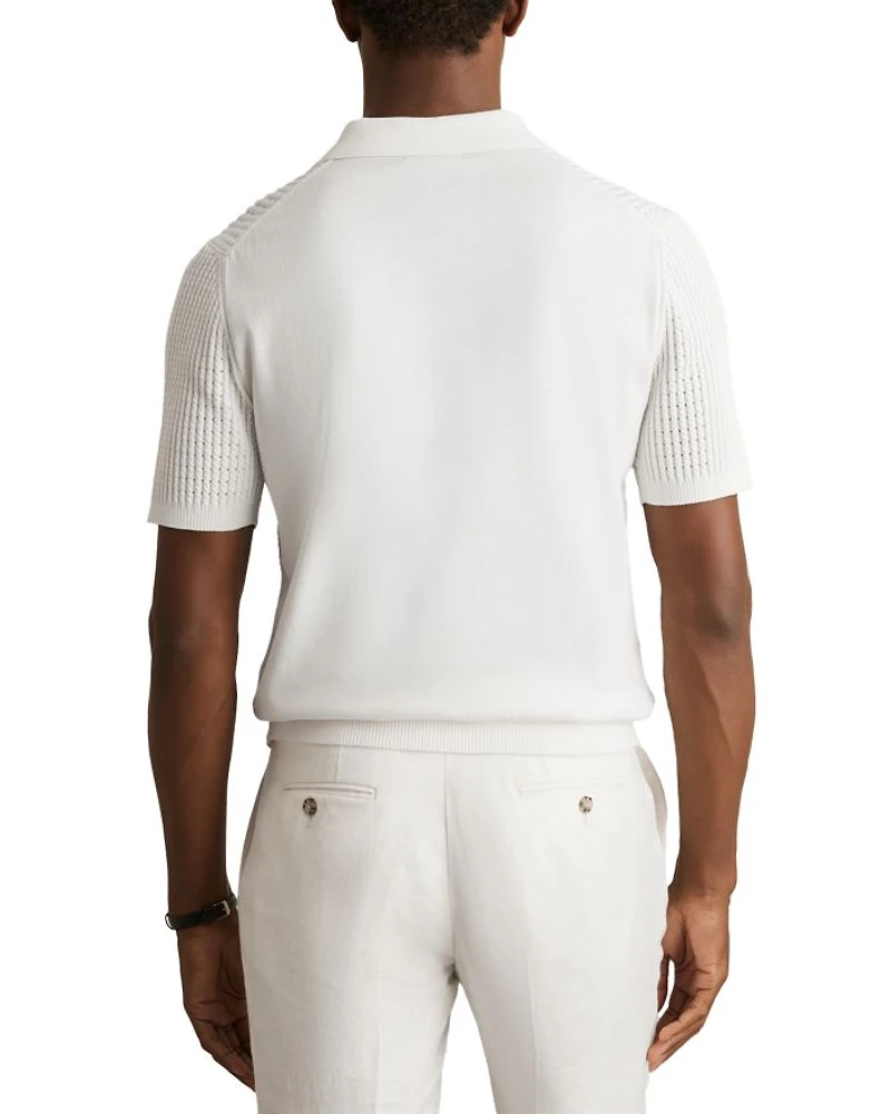 Open Collar Textured Polo Shirt