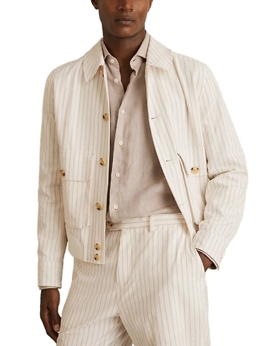 Striped Seersucker Harrington Jacket