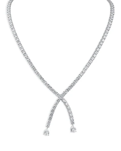 Cubic Zirconia Crossover Necklace, 16"