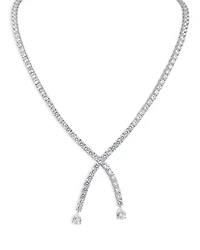 Cubic Zirconia Crossover Necklace, 16"