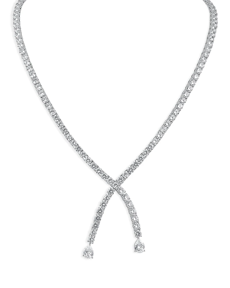 Kenneth Jay Lane Cubic Zirconia Crossover Necklace, 16