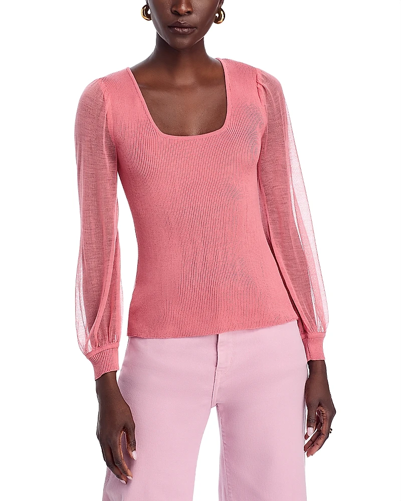 Misook Sheer Sleeve Sweater