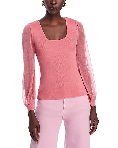 Misook Sheer Sleeve Sweater