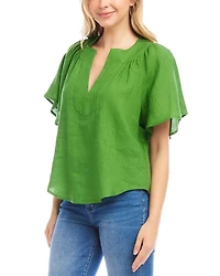 Linen Flutter Sleeve Top