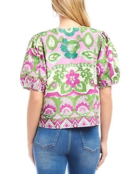 Puff Sleeve Button Front Top