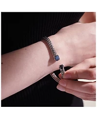 Classic Chain Sterling Silver Lava Bracelet with Blue Sapphire