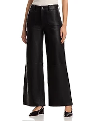 Frame Le Slim Palazzo Modernist Pocket Leather Pants