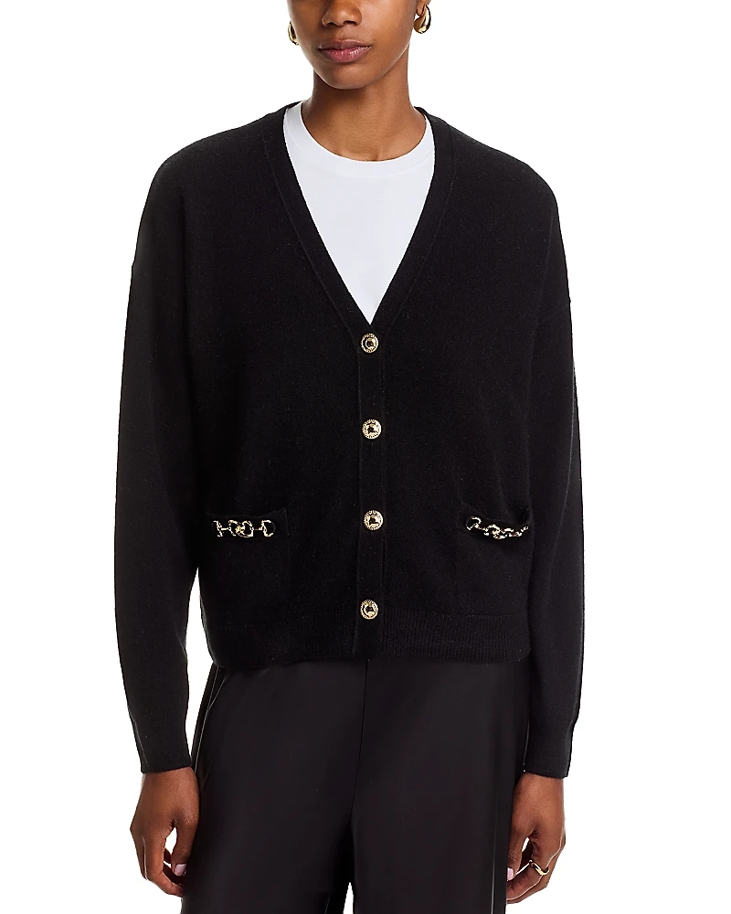 C by Bloomingdale's Cashmere Hardware Trim V Neck Cardigan - Exclusive