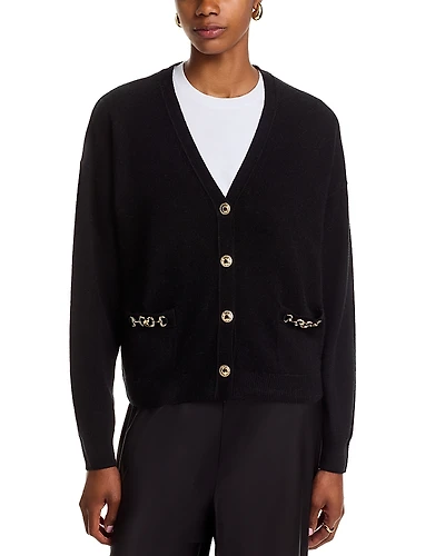C by Bloomingdale's Cashmere Hardware Trim V Neck Cardigan - Exclusive