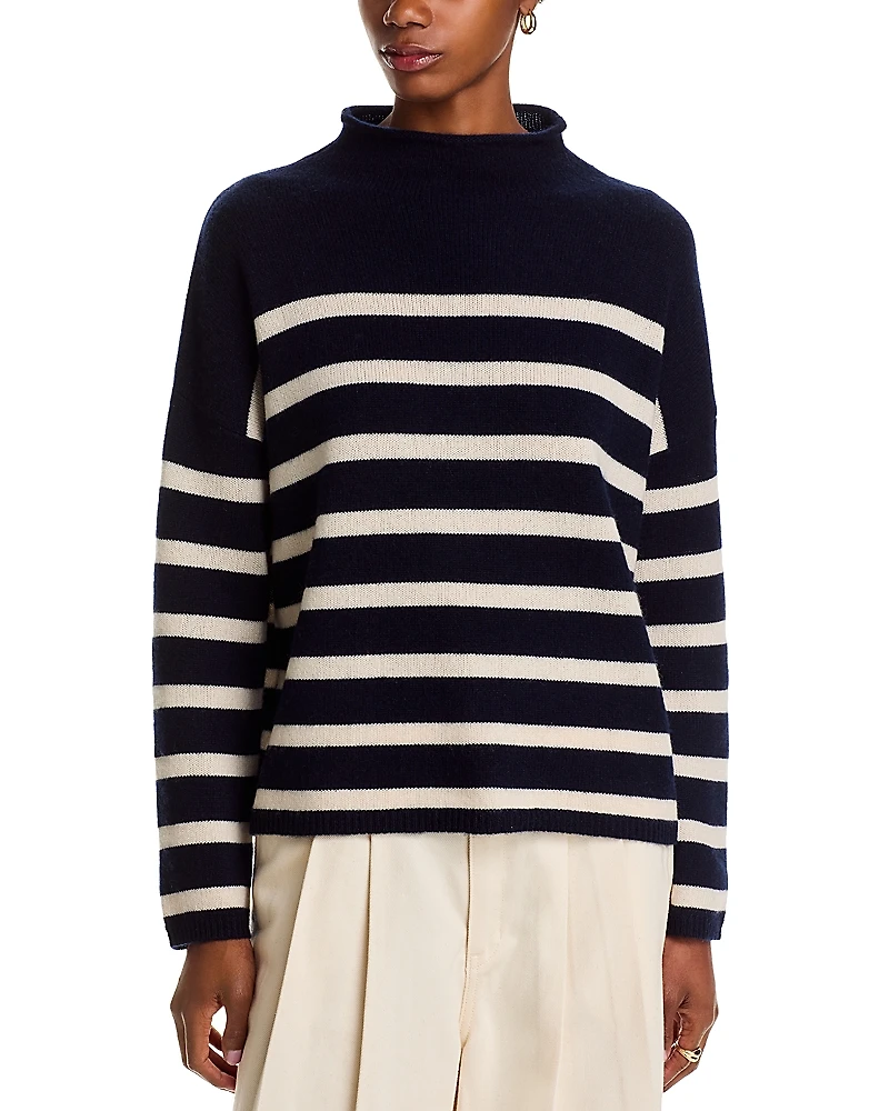 C by Bloomingdale's Cashmere Rollneck Striped Sweater - Exclusive