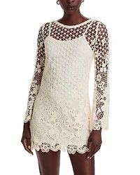 Crochet Boat Neck Bell Sleeve Dress - Exclusive