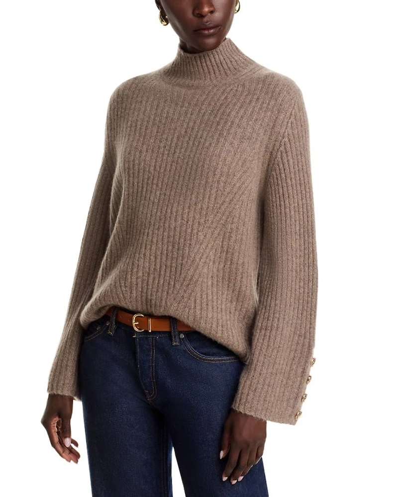 Rib Knit Bell Sleeve Turtleneck Sweater - Exclusive