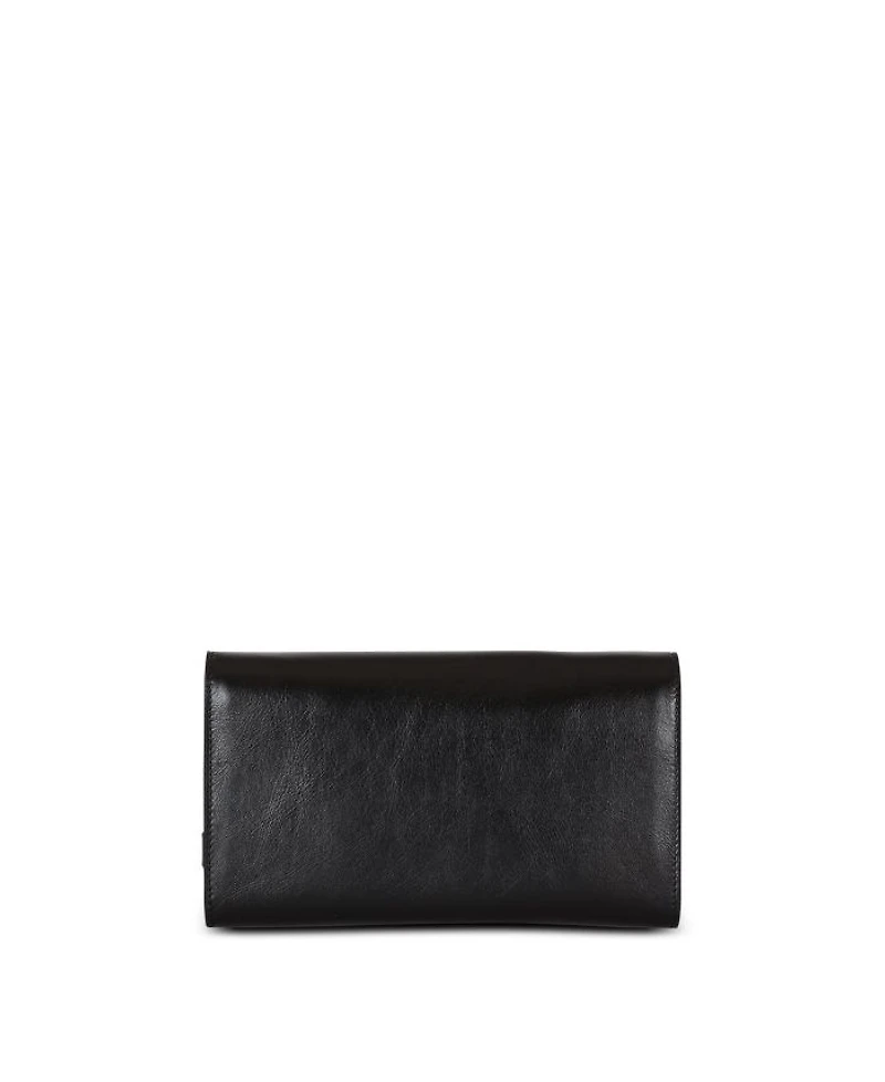 Crinkled Leather Wallet with Shuffle Chain