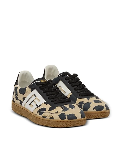 Balmain Women's Swan Leopard Print Suede Leather Trainers