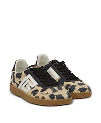 Balmain Women's Swan Leopard Print Suede Leather Trainers