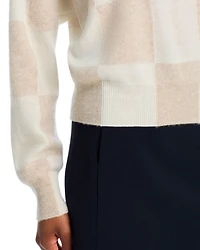 Check Pattern Brushed Cashmere Sweater - Exclusive
