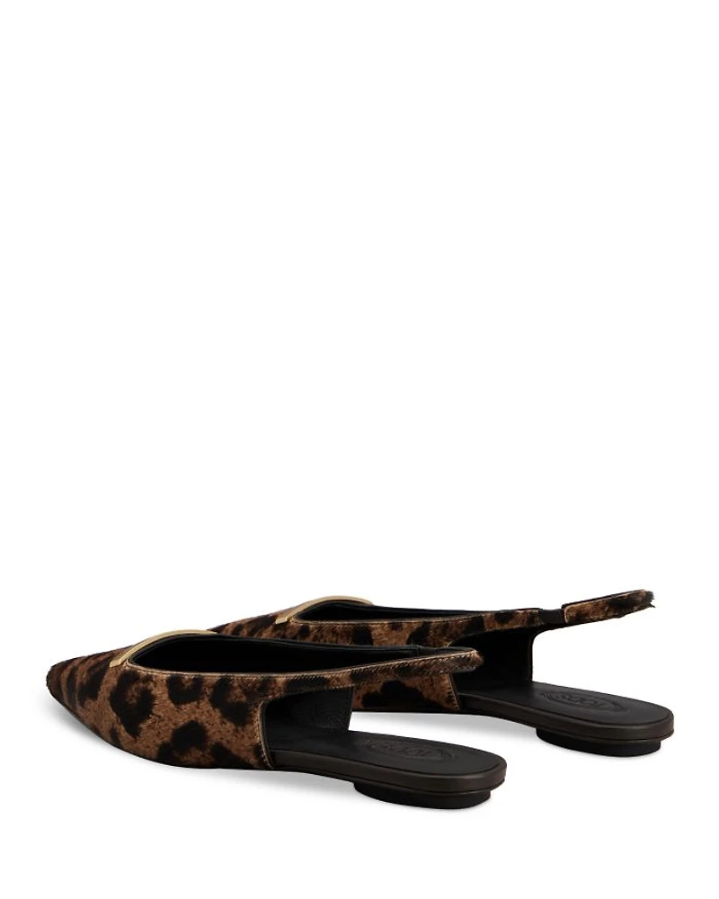 Women's Pony Effect Slingback Ballerina Flats