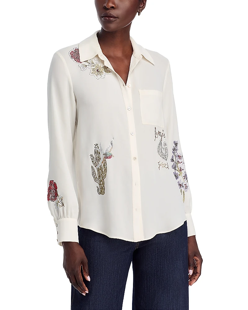 Cinq a Sept Western Amour Blanch Studded Blouse