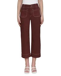 Bagatelle Contrast Stitch Crop Wide Leg Pants