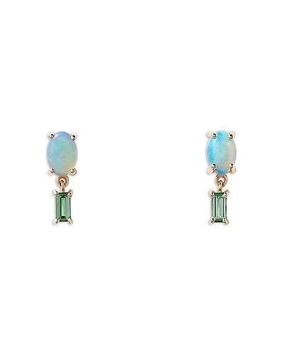 Wwake 14K Yellow Gold Opal & Tourmaline Stela Earrings
