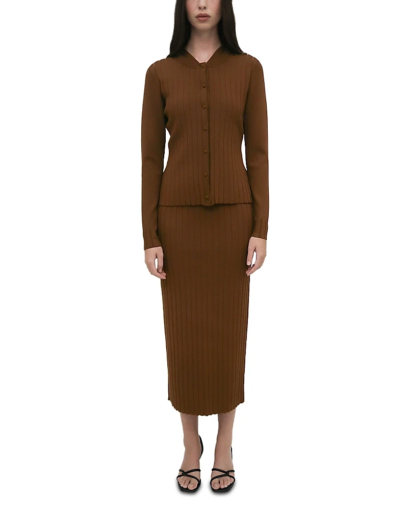 Rosetta Getty Ribbed Button Front Cardigan