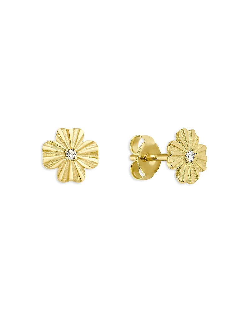 Gigi Clozeau 18K Yellow Gold Diamond Classic Gigi Clover Lumiere Earrings