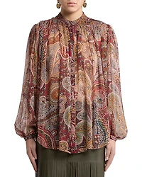 Etro Silk Printed Blouson Sleeve Blouse