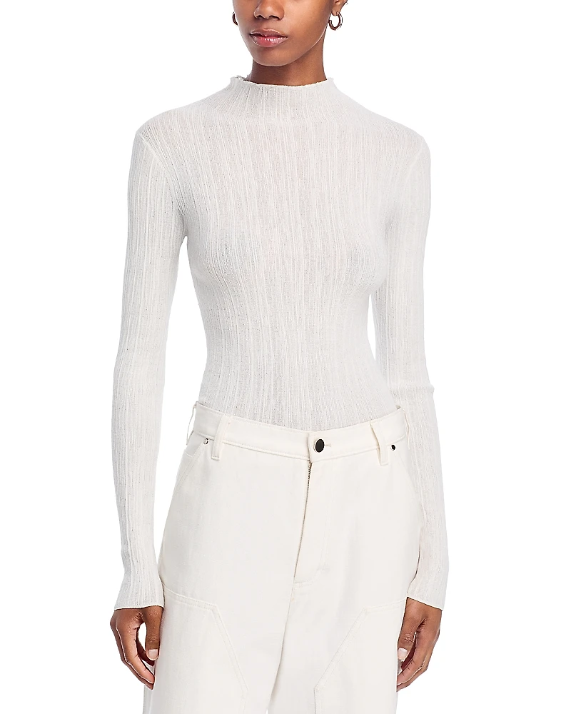 A. l.c. Hugh Mock Neck Long Sleeve Top