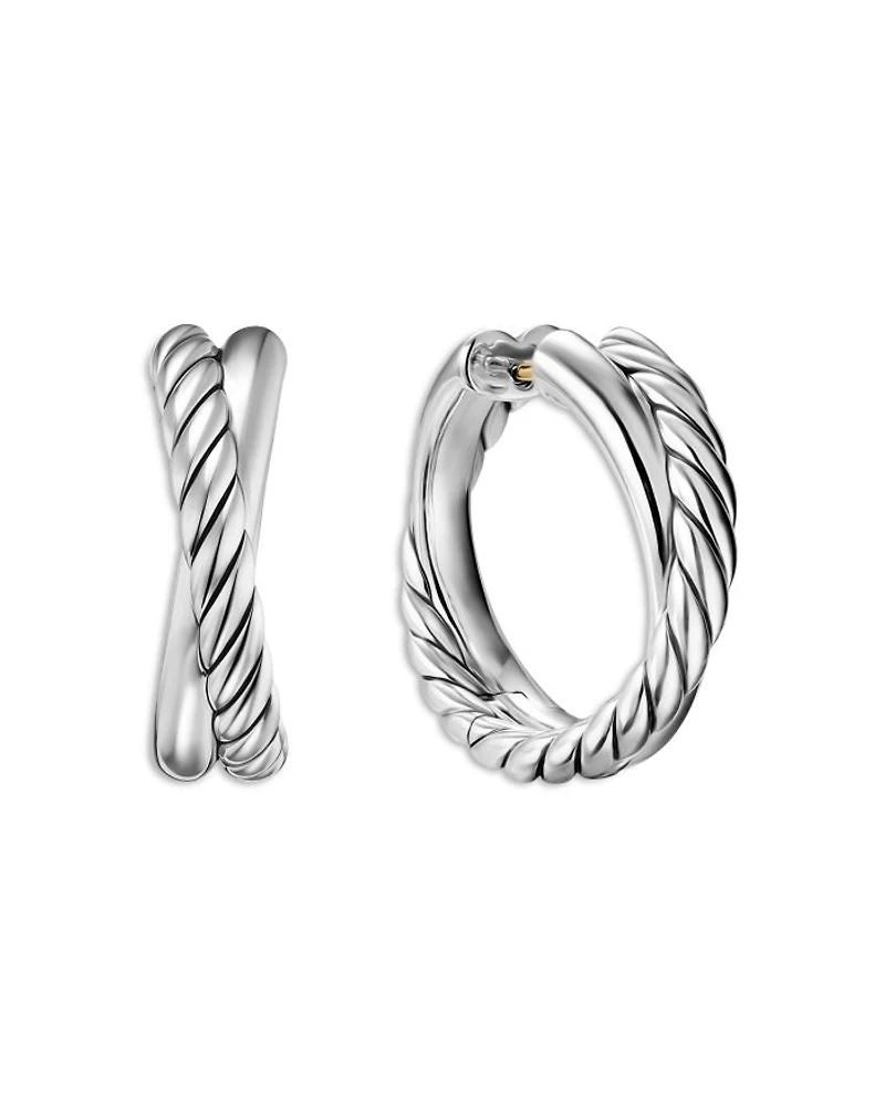 Crossover Hoop Earrings in Sterling Silver