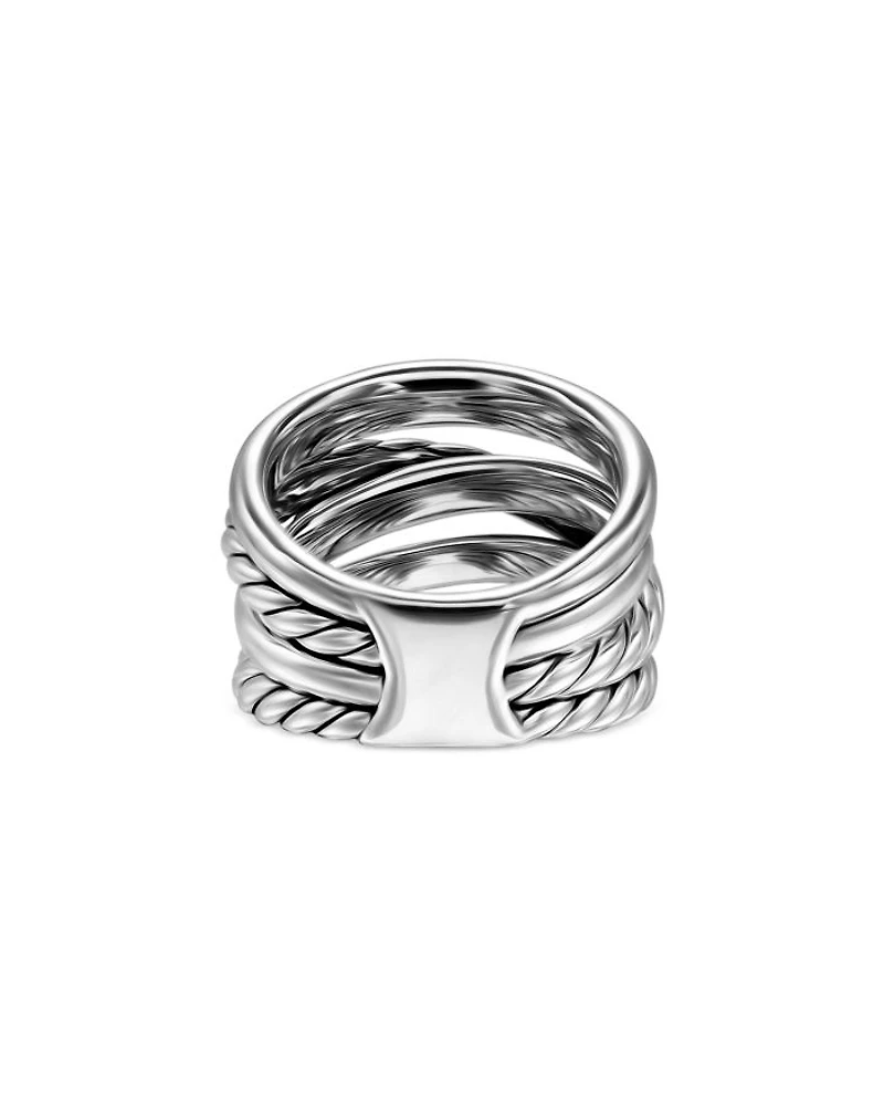 Crossover Five Row Ring Sterling Silver, 17.5mm