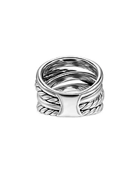 Crossover Five Row Ring Sterling Silver, 17.5mm