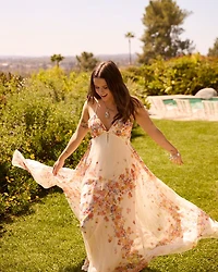 Placed Floral Maxi Dress - Exclusive