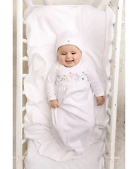 Unisex Vehicle Embroidered Cotton Gown with Hat
