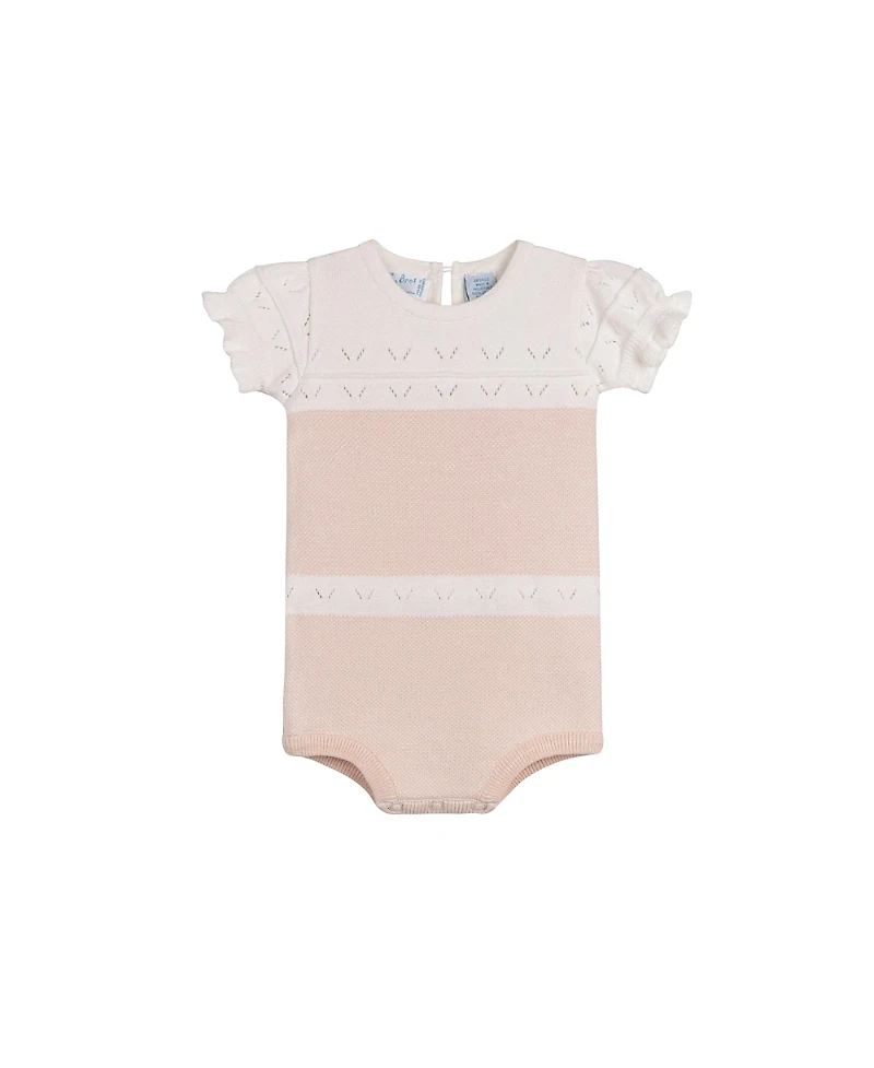 Feltman Brothers Girls' Pointelle Contrast Knit Romper - Baby