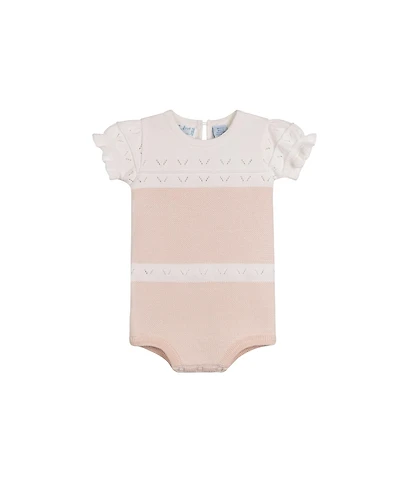 Feltman Brothers Girls' Pointelle Contrast Knit Romper - Baby