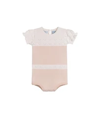 Feltman Brothers Girls' Pointelle Contrast Knit Romper - Baby