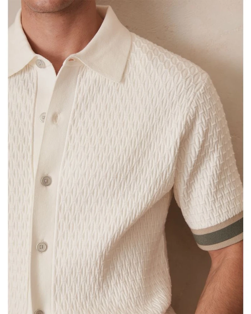 CHE Silva Textured Contrast Trim Short Sleeve Shirt