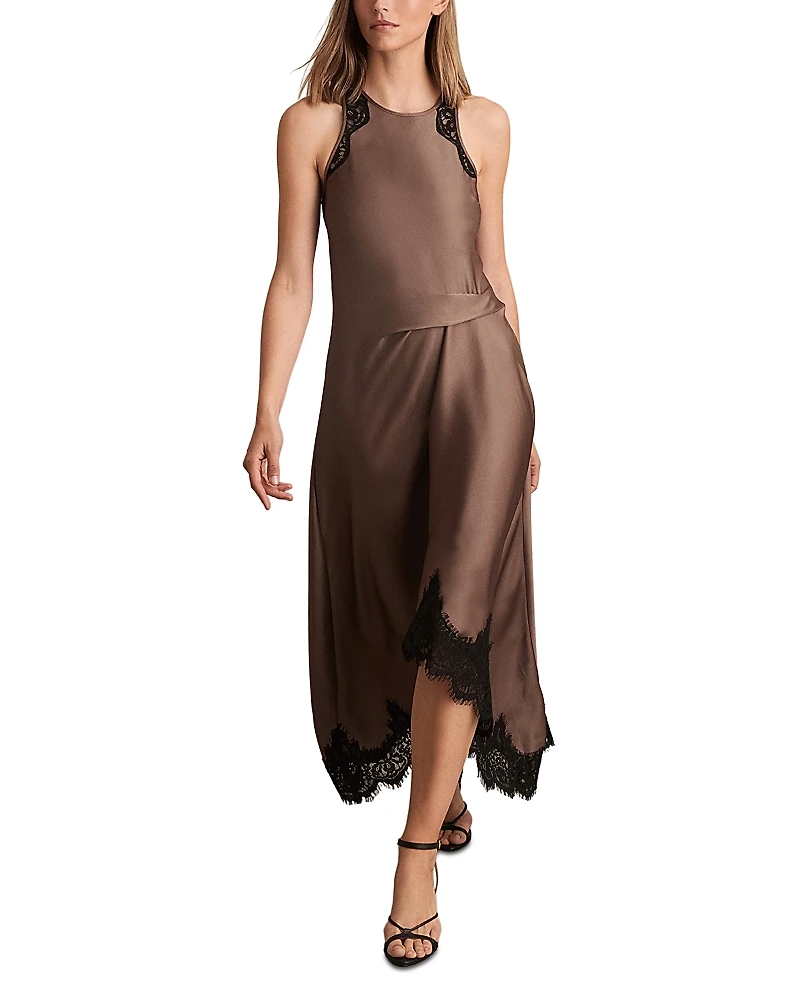 Reiss Anais Draped Lace Dress