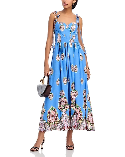 Aqua Ombre Paisley Midi Dress- Exclusive