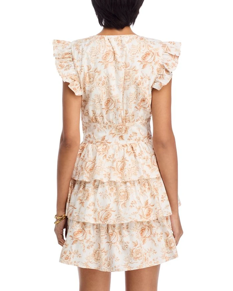 Floral Toile Ruffle Mini Dress - Exclusive