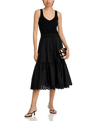 Sleeveless Mixed Media Midi Dress