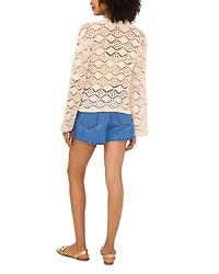 Pointelle V Neck Long Sleeve Cardigan