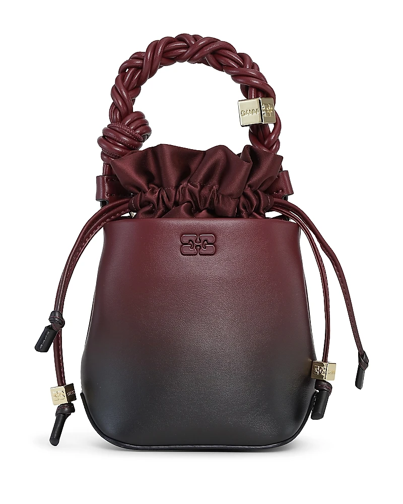 Ganni Bou Small Tawny Port Red Bucket Bag