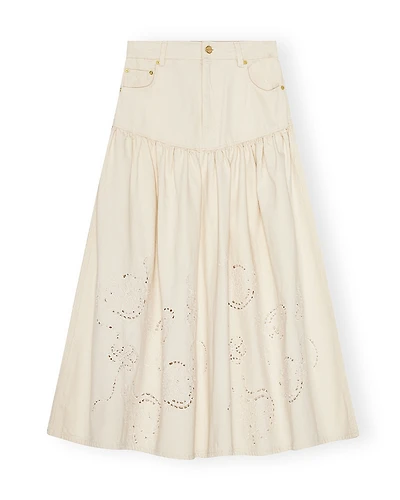 Ganni Broderie Anglaise Denim Skirt