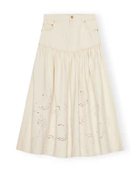 Ganni Broderie Anglaise Denim Skirt